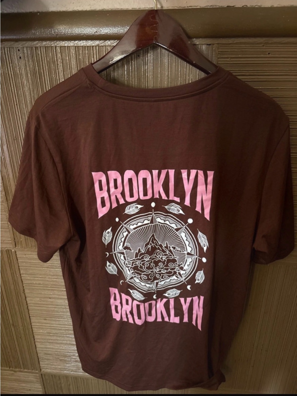 Brown Tee with Pink Brooklyn Graphic